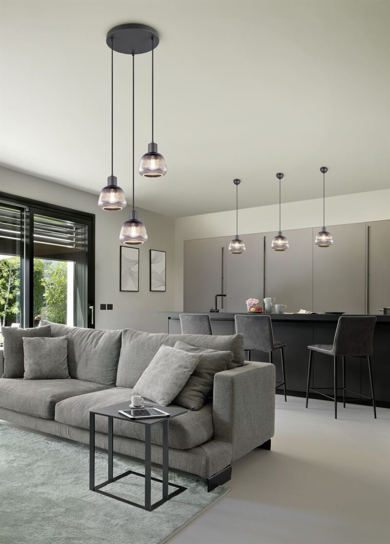 Κρεμαστό Μονόφωτο Μαύρο Ματ & Γυαλί TARIFA 1xE27 Trio Lighting – 362800132