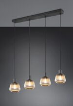 Κρεμαστό Φωτιστικό Ράγα Μαύρο Ματ & Γυαλί TARIFA 4xE27 Trio Lighting – 362800432