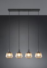 Κρεμαστό Φωτιστικό Ράγα Μαύρο Ματ & Γυαλί TARIFA 4xE27 Trio Lighting – 362800432