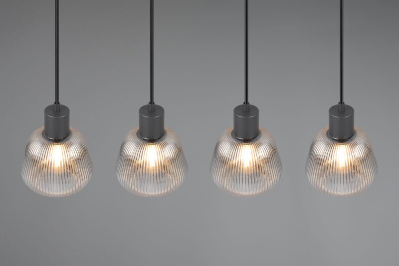 Κρεμαστό Φωτιστικό Ράγα Μαύρο Ματ & Γυαλί TARIFA 4xE27 Trio Lighting – 362800432