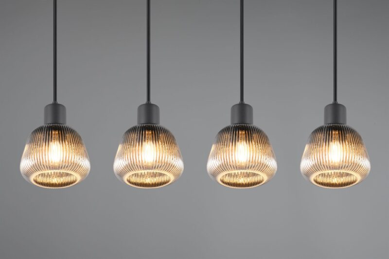 Κρεμαστό Φωτιστικό Ράγα Μαύρο Ματ & Γυαλί TARIFA 4xE27 Trio Lighting – 362800432