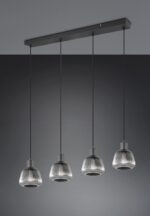 Κρεμαστό Φωτιστικό Ράγα Μαύρο Ματ & Γυαλί TARIFA 4xE27 Trio Lighting – 362800432