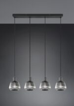 Κρεμαστό Φωτιστικό Ράγα Μαύρο Ματ & Γυαλί TARIFA 4xE27 Trio Lighting – 362800432