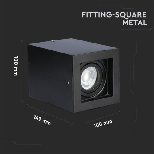Μεταλλικό τετράγωνο φωτιστικό οροφής 100x142mm, μαύρο χρώμα, για εσωτερικό φωτισμό.