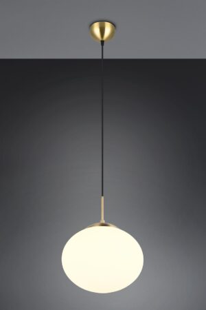 Κρεμαστό Φωτιστικό Ματ Ορείχαλκος & Οπάλ Γυαλί FOMENTO 1xE27 Φ30 Trio Lighting – 363100108