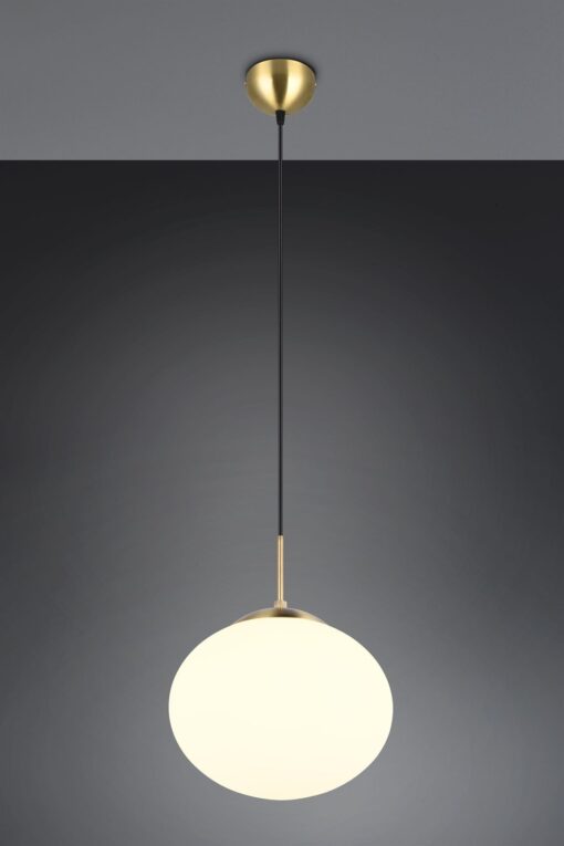 Κρεμαστό Φωτιστικό Ματ Ορείχαλκος & Οπάλ Γυαλί FOMENTO 1xE27 Φ30 Trio Lighting – 363100108