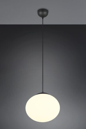 Κρεμαστό Φωτιστικό Ματ Μαύρο & Οπάλ Γυαλί FOMENTO 1xE27 Φ30 Trio Lighting – 363100132