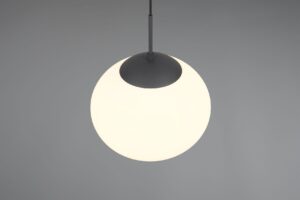 Κρεμαστό Φωτιστικό Ματ Μαύρο & Οπάλ Γυαλί FOMENTO 1xE27 Φ30 Trio Lighting – 363100132