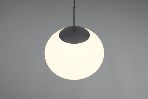 Κρεμαστό Φωτιστικό Ματ Μαύρο & Οπάλ Γυαλί FOMENTO 1xE27 Φ30 Trio Lighting – 363100132