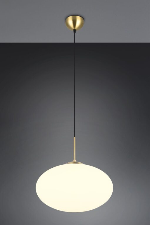 Κρεμαστό Φωτιστικό Ματ Ορείχαλκος & Οπάλ Γυαλί FOMENTO 1xE27 Φ40 Trio Lighting – 363190108