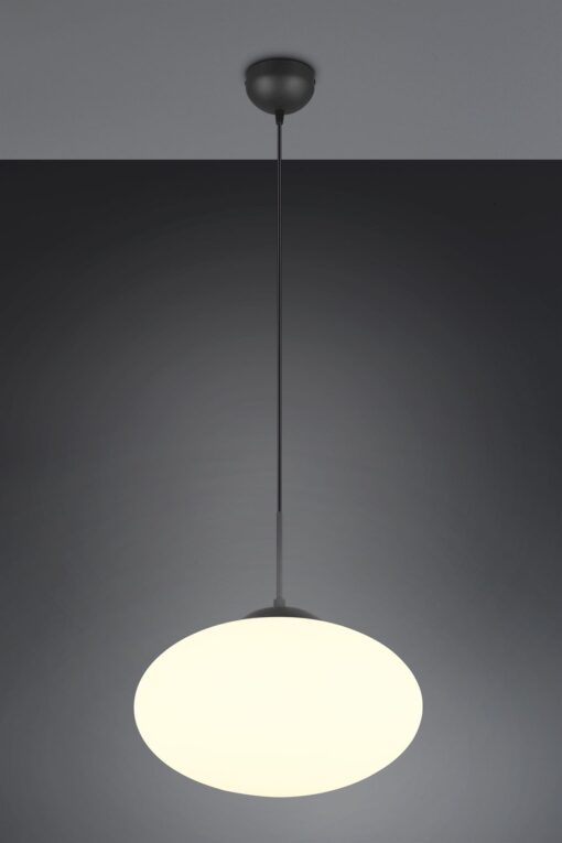 Κρεμαστό Φωτιστικό Μαύρο Ματ & Οπάλ Γυαλί FOMENTO 1xE27 Φ40 Trio Lighting – 363190132