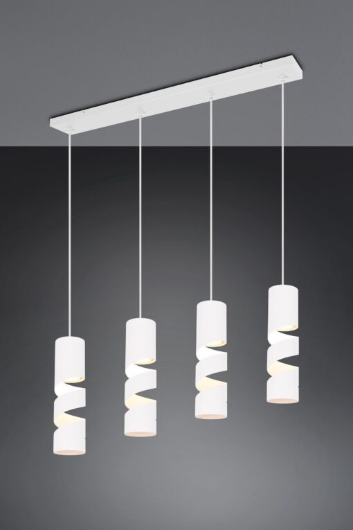 Κρεμαστό Φωτιστικό Ράγα Λευκό Ματ Μεταλλικό με Σποτ STREAM 4x GU10 Trio Lighting – 364000431