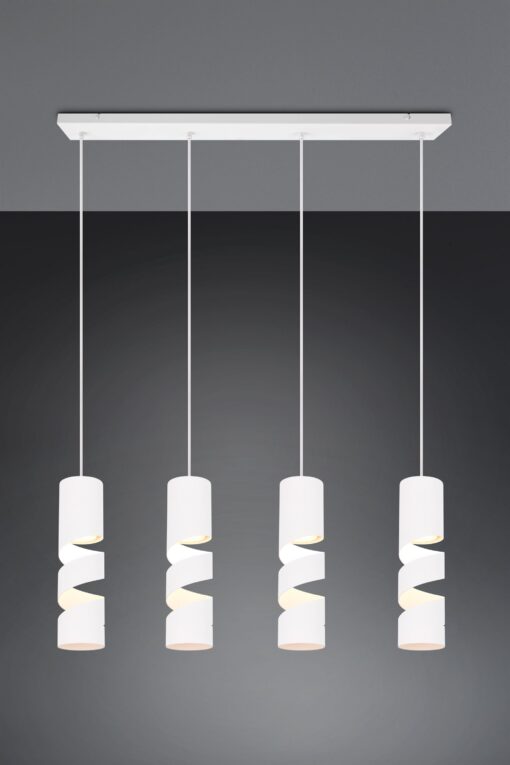 Κρεμαστό Φωτιστικό Ράγα Λευκό Ματ Μεταλλικό με Σποτ STREAM 4x GU10 Trio Lighting – 364000431