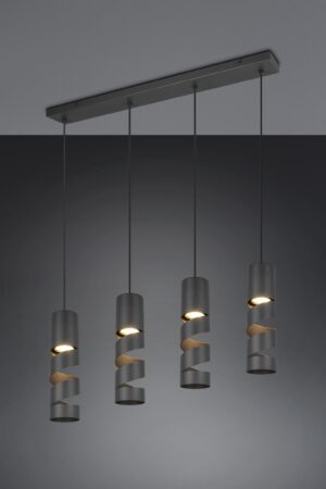 Κρεμαστό Φωτιστικό Ράγα Μαύρο Ματ Μεταλλικό Καφέ & Μπεζ Σποτ STREAM 4x GU10 Trio Lighting – 364000432