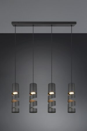 Κρεμαστό Φωτιστικό Ράγα Μαύρο Ματ Μεταλλικό Καφέ & Μπεζ Σποτ STREAM 4x GU10 Trio Lighting – 364000432