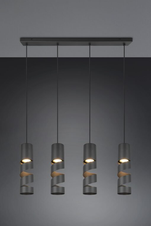 Κρεμαστό Φωτιστικό Ράγα Μαύρο Ματ Μεταλλικό Καφέ & Μπεζ Σποτ STREAM 4x GU10 Trio Lighting – 364000432