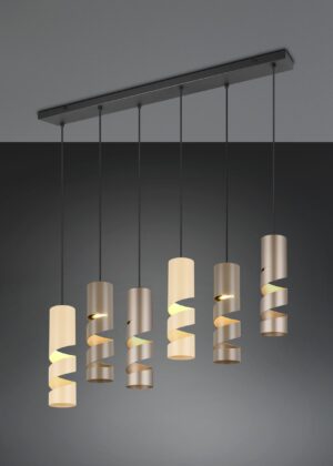 Κρεμαστό Φωτιστικό Ράγα Μαύρο Ματ Μεταλλικό Καφέ & Μπεζ Σποτ STREAM 6x GU10 Trio Lighting – 364000617