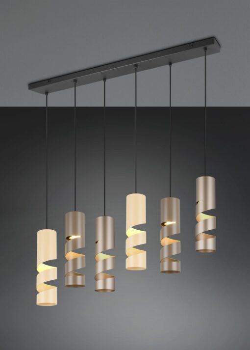 Κρεμαστό Φωτιστικό Ράγα Μαύρο Ματ Μεταλλικό Καφέ & Μπεζ Σποτ STREAM 6x GU10 Trio Lighting – 364000617