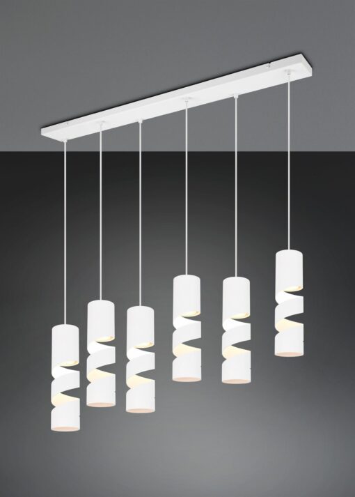 Κρεμαστό Φωτιστικό Ράγα Λευκό Ματ Μεταλλικό STREAM 6x GU10 Trio Lighting – 364000631