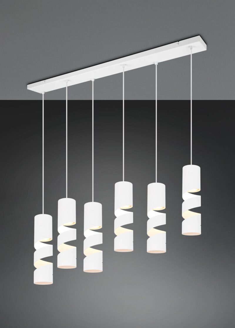 Κρεμαστό Φωτιστικό Ράγα Λευκό Ματ Μεταλλικό STREAM 6x GU10 Trio Lighting – 364000631