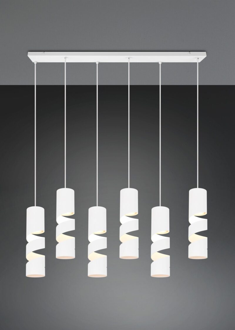 Κρεμαστό Φωτιστικό Ράγα Λευκό Ματ Μεταλλικό STREAM 6x GU10 Trio Lighting – 364000631