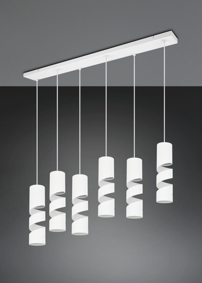 Κρεμαστό Φωτιστικό Ράγα Λευκό Ματ Μεταλλικό STREAM 6x GU10 Trio Lighting – 364000631