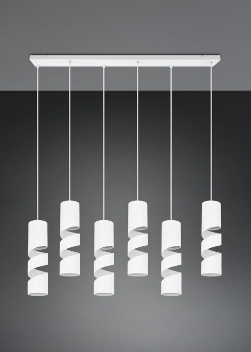 Κρεμαστό Φωτιστικό Ράγα Λευκό Ματ Μεταλλικό STREAM 6x GU10 Trio Lighting – 364000631