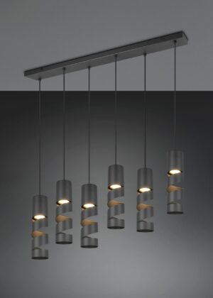 Κρεμαστό Φωτιστικό Ράγα Μαύρο Ματ Μεταλλικό STREAM 6x GU10 Trio Lighting – 364000632