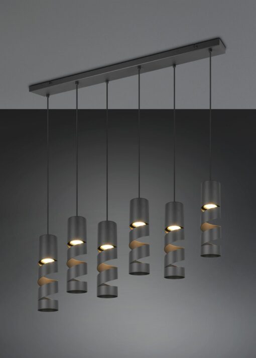 Κρεμαστό Φωτιστικό Ράγα Μαύρο Ματ Μεταλλικό STREAM 6x GU10 Trio Lighting – 364000632