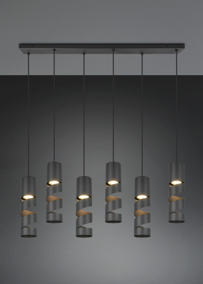 Κρεμαστό Φωτιστικό Ράγα Μαύρο Ματ Μεταλλικό STREAM 6x GU10 Trio Lighting – 364000632