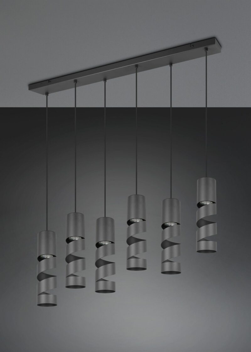 Κρεμαστό Φωτιστικό Ράγα Μαύρο Ματ Μεταλλικό STREAM 6x GU10 Trio Lighting – 364000632