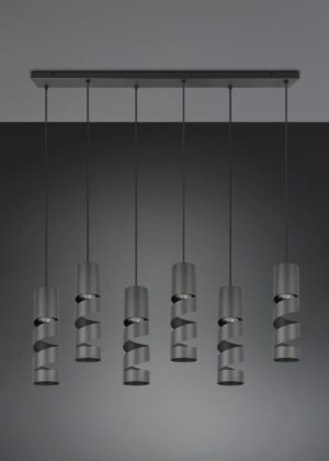 Κρεμαστό Φωτιστικό Ράγα Μαύρο Ματ Μεταλλικό STREAM 6x GU10 Trio Lighting – 364000632