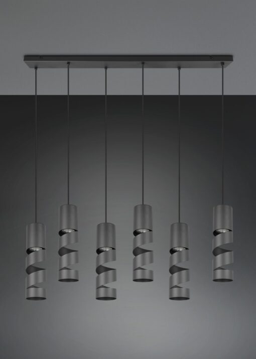 Κρεμαστό Φωτιστικό Ράγα Μαύρο Ματ Μεταλλικό STREAM 6x GU10 Trio Lighting – 364000632