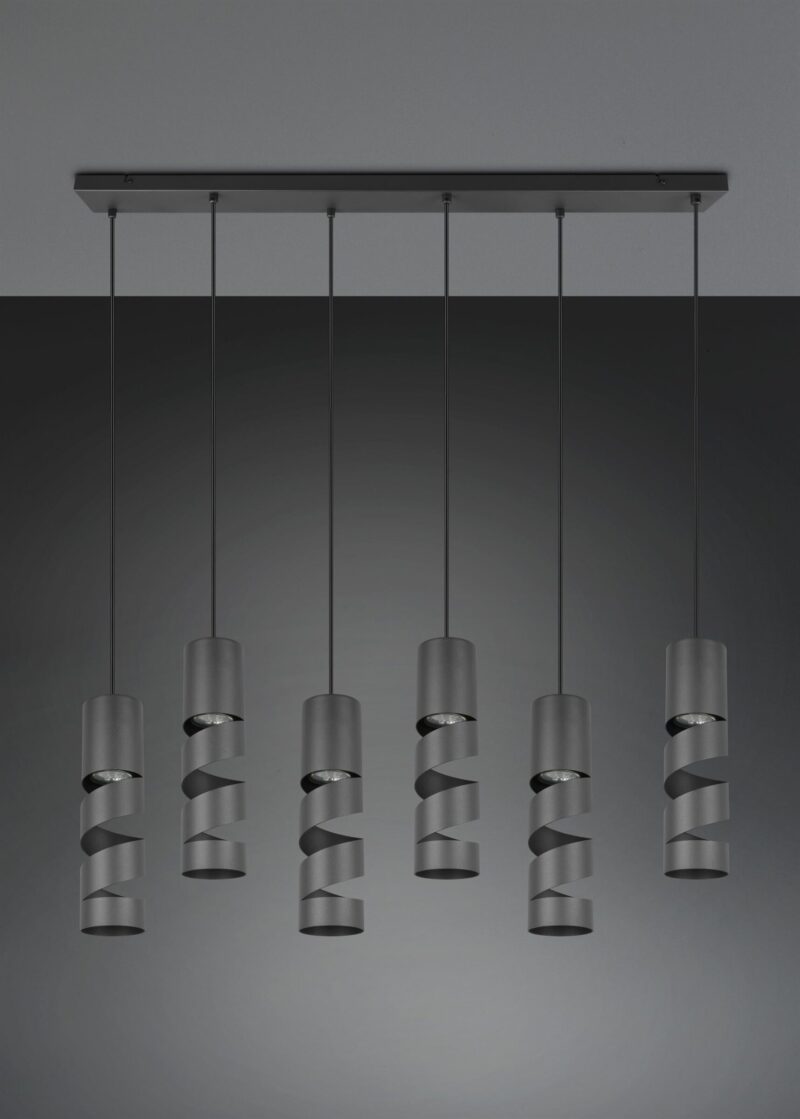 Κρεμαστό Φωτιστικό Ράγα Μαύρο Ματ Μεταλλικό STREAM 6x GU10 Trio Lighting – 364000632