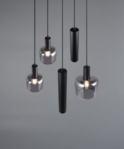 Κρεμαστό Πολύφωτο Ροζέτα Μαύρο Ματ & Γυαλί MATARO 1xE27 2xE14 2xGU10 Trio Lighting – 364130532