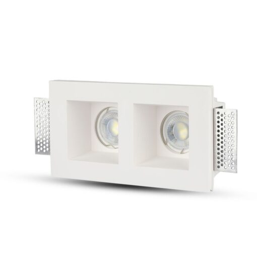 LED φωτιστικό οροφής λευκό διπλό, ιδανικό για ενσωμάτωση σε γυψοσανίδα, μοντέρνος σχεδιασμός, ενεργειακά αποδοτικό.