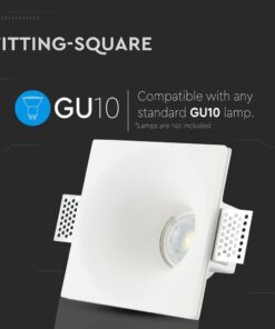Τετράγωνο σποτ φωτιστικό για GU10 λάμπες, συμβατό με προσαρμογέα κάθε τύπου, χωρίς λάμπες.