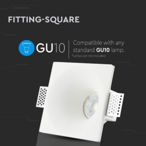Τετράγωνο σποτ φωτιστικό για GU10 λάμπες, συμβατό με προσαρμογέα κάθε τύπου, χωρίς λάμπες.