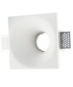 Τετράγωνο σώμα φωτιστικού γυψοσανίδας λευκό, κατάλληλο για ενσωμάτωση σε οροφές.