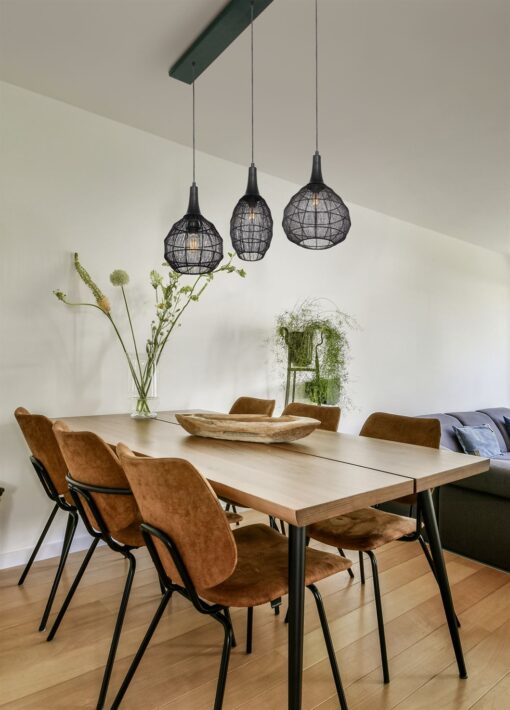 Κρεμαστό Φωτιστικό Ράγα με Μεταλλικό Πλέγμα Μαύρο Ματ SORAYA 3x E27 Trio Lighting – 365400332