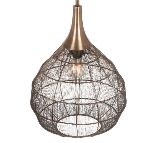 Κρεμαστό Φωτιστικό Αντικέ Ορείχαλκος με Μεταλλικό Πλέγμα Φ42 SORAYA 1x E27 Trio Lighting – 365440104