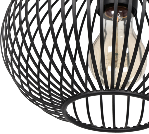 Κρεμαστό Φωτιστικό Μαύρο Ματ με Μεταλλικό Πλέγμα Φ23 GILA 1x E27 Trio Lighting – 365700132