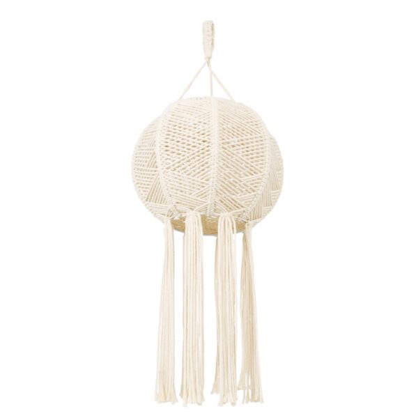 GloboStar® 36214 EGYPT Καπέλο Φωτιστικού Boho – Μακραμέ Πλεκτό Χειροποίητο Μπεζ Υφασμάτινο με Σχοινί Φ30 x Υ75cm