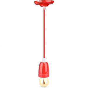 Κρεμαστό Φωτιστικό Οροφής Μονόφωτο Πορσελάνη με Κόκκινο σώμα V-TAC – 3807