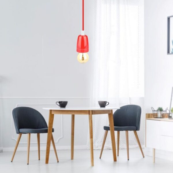 Κρεμαστό Φωτιστικό Οροφής Μονόφωτο Πορσελάνη με Κόκκινο σώμα V-TAC – 3807