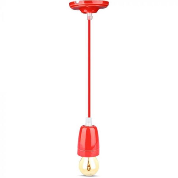 Κρεμαστό Φωτιστικό Οροφής Μονόφωτο Πορσελάνη με Κόκκινο σώμα V-TAC – 3807