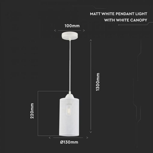 Κρεμαστό Φωτιστικό Οροφής Μεταλλικό με Matt Λευκό σώμα V-TAC – 3829