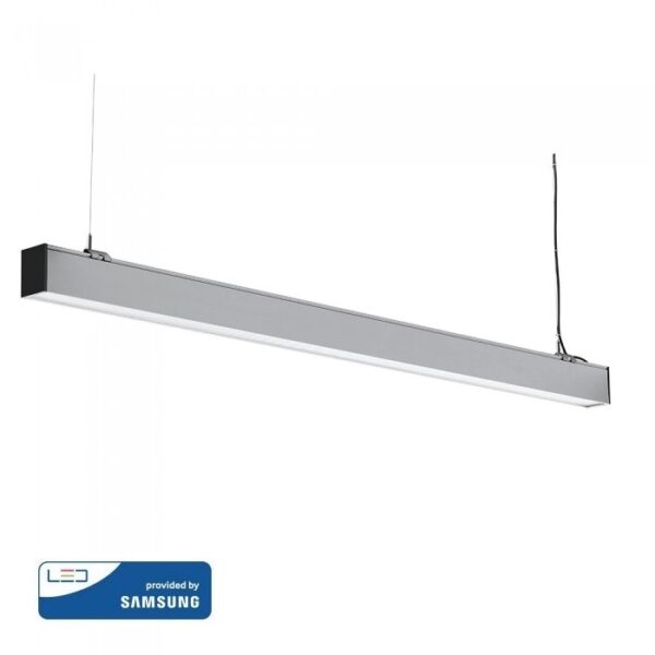 LED Γραμμικό Κρεμαστό Φωτιστικό 120cm Ασημί 40W V-TAC PRO Samsung Chip 3590lm 120° Φυσικό Λευκό 4000K – 21384