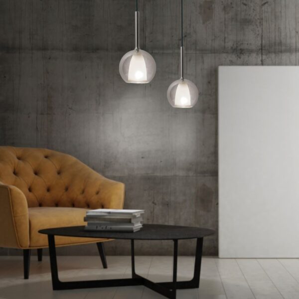 Κρεμαστό Φωτιστικό Οροφής Μονόφωτο E27 ø180 Γυαλί Γκρι-Λευκό V-TAC – 3877