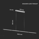 Κρεμαστό Γραμμικό Φωτιστικό LED Οροφής 36W V-TAC 120° 2700lm Χρώμιο Φυσικό Λευκό 4000K – 3892